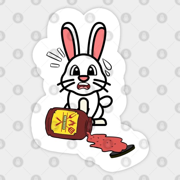 Funny Bunny Spills BBQ Sauce Sticker by Pet Station